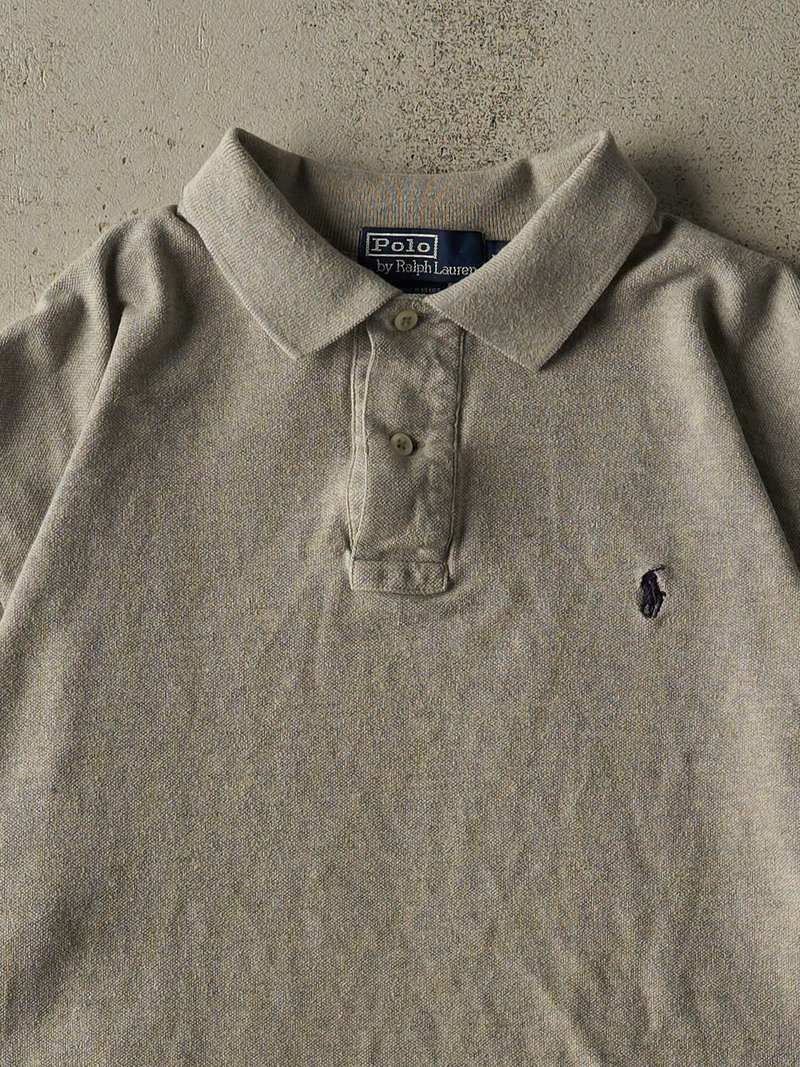 Vintage 90s Grey Polo Quarter Button Tee (L/XL) - Image 2