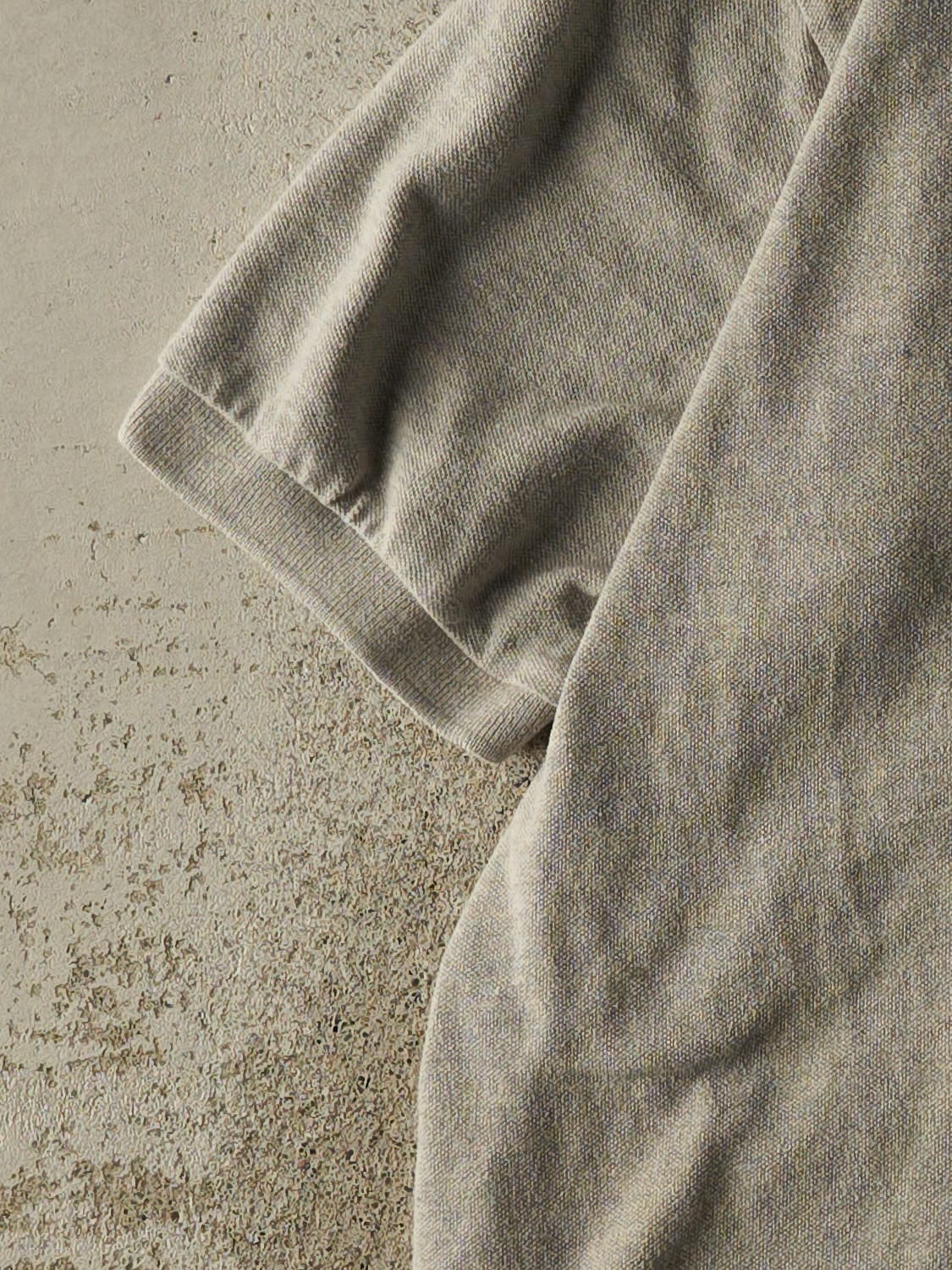 Vintage 90s Grey Polo Quarter Button Tee (L/XL) - Image 3