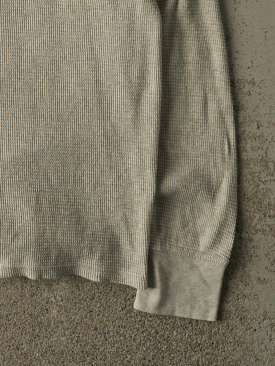 Vintage 90s Grey Polo Ralph Lauren Thermal Long Sleeve (S/M) - Image 4
