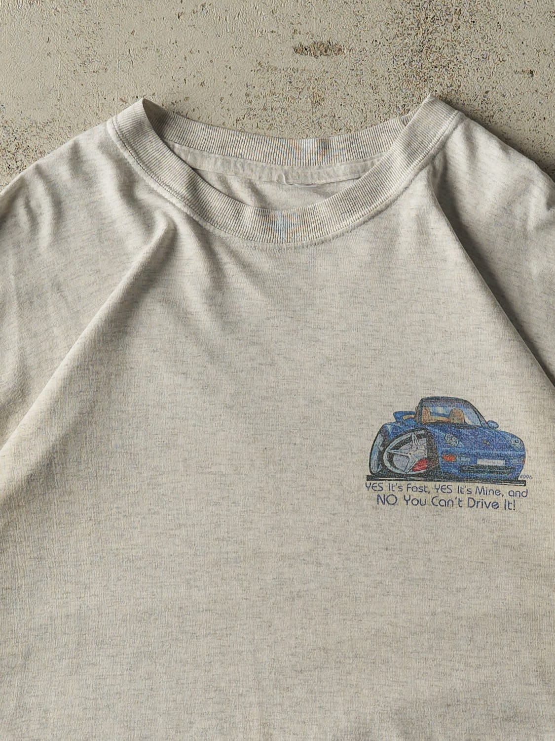 Vintage 90s Grey Porsche "No You Can't Drive It" Tee (L/XL) - Image 4