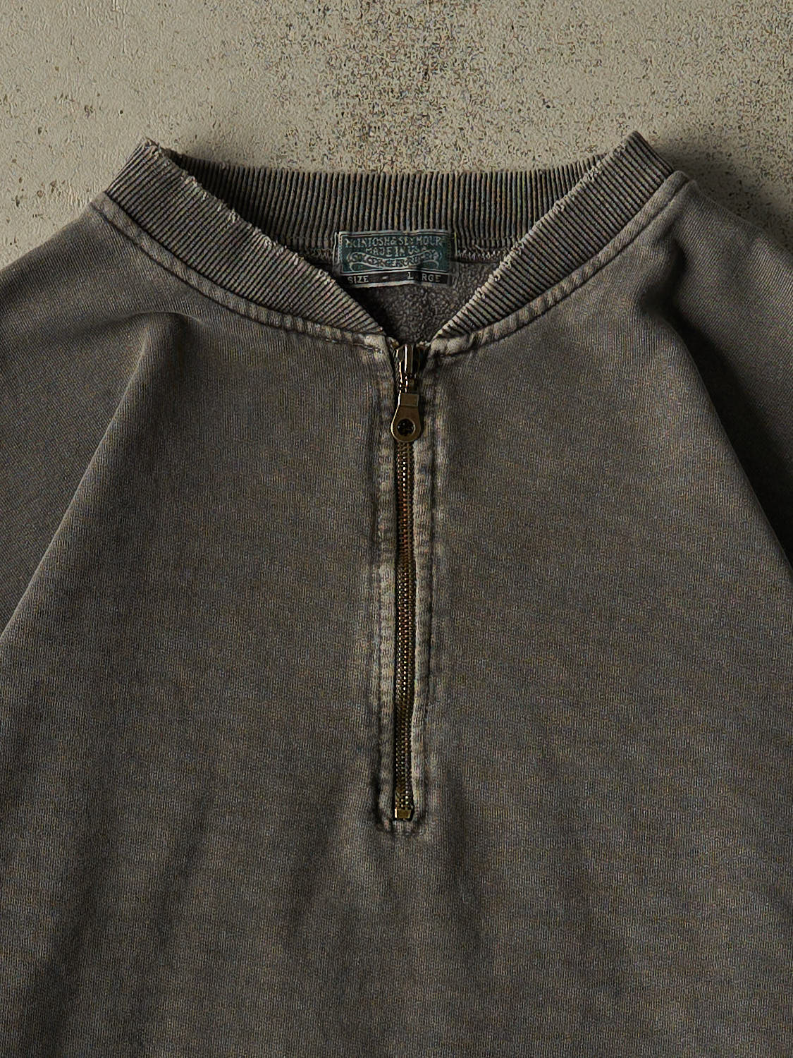Vintage 90s Grey Quarter Zip Sweater (L/XL) - Image 2