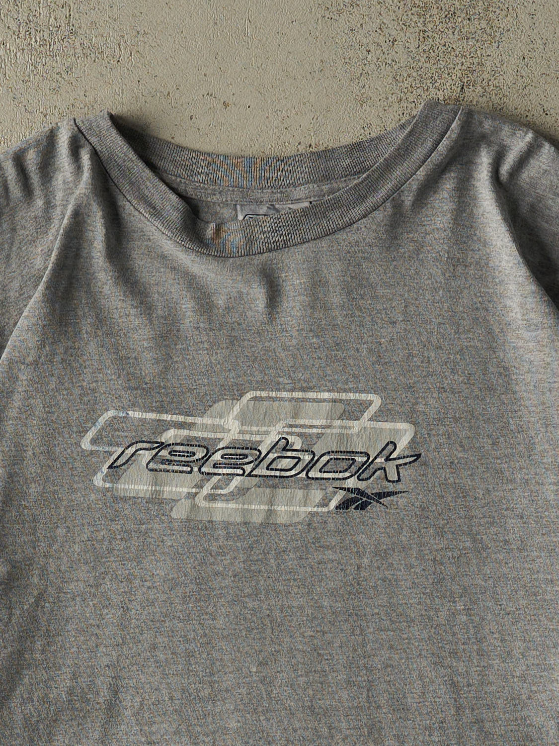Vintage 90s Grey Reebok Logo Tee (XL) - Image 2