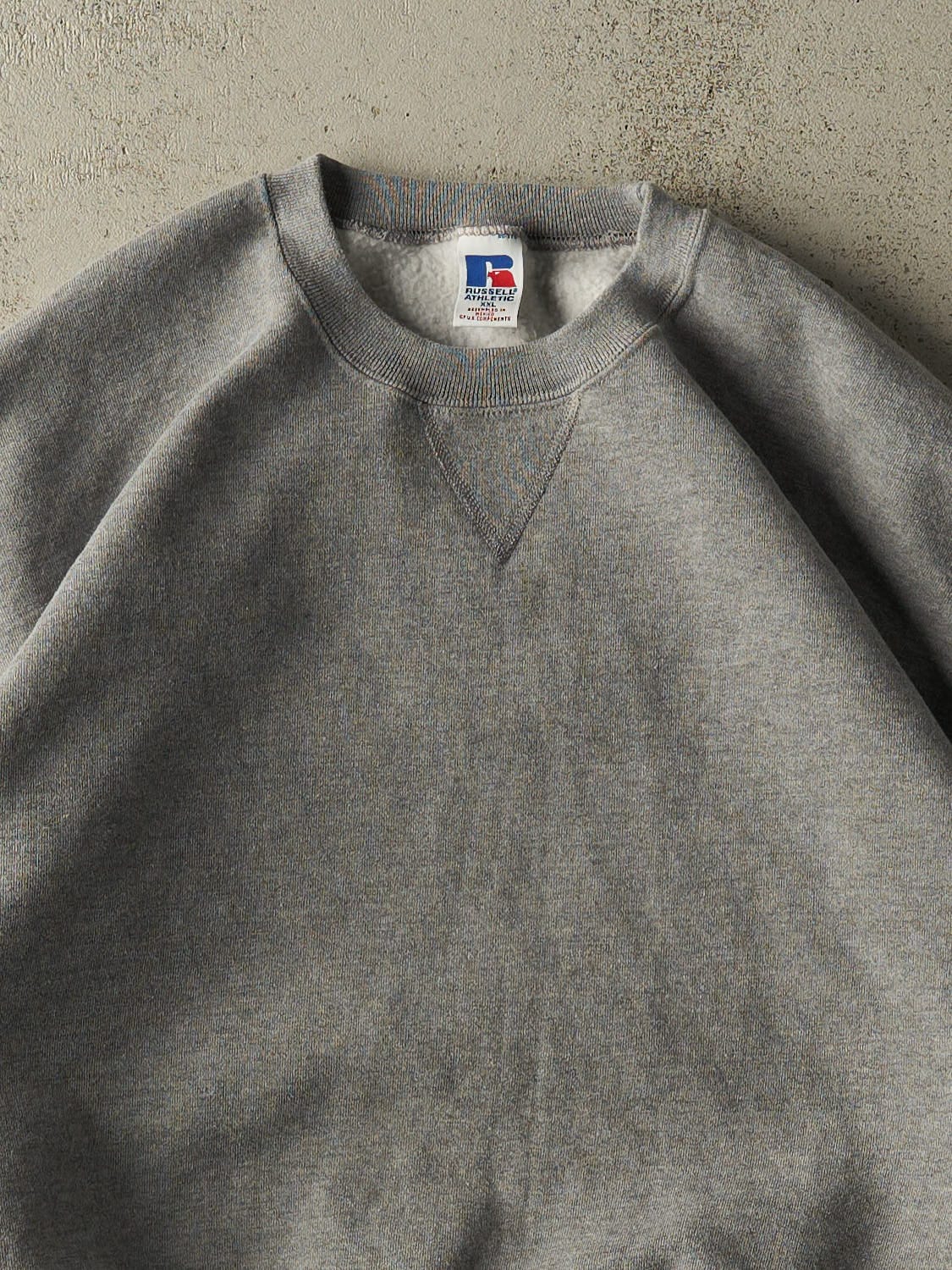 Vintage 90s Grey Russell Athletic Blank Crewneck (XXL) - Image 2