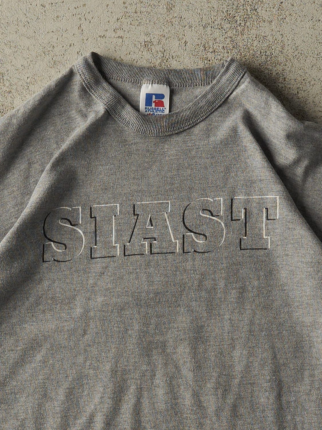 Vintage 90s Grey Russell Athletic Siast Tee (XS/S) - Image 2