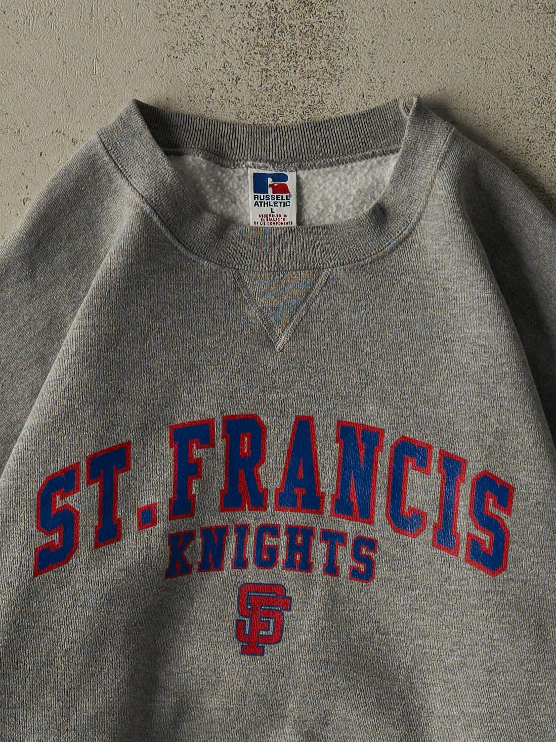 Vintage 90s Grey Russell Athletic St. Francis Knights Crewneck (M/L) - Image 2