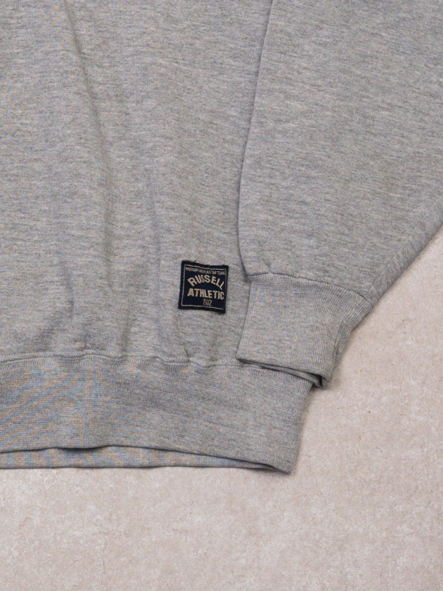 Vintage 90s Grey Russell Athletics Collared 1/4 Zip Sweater (S/M) - Image 2