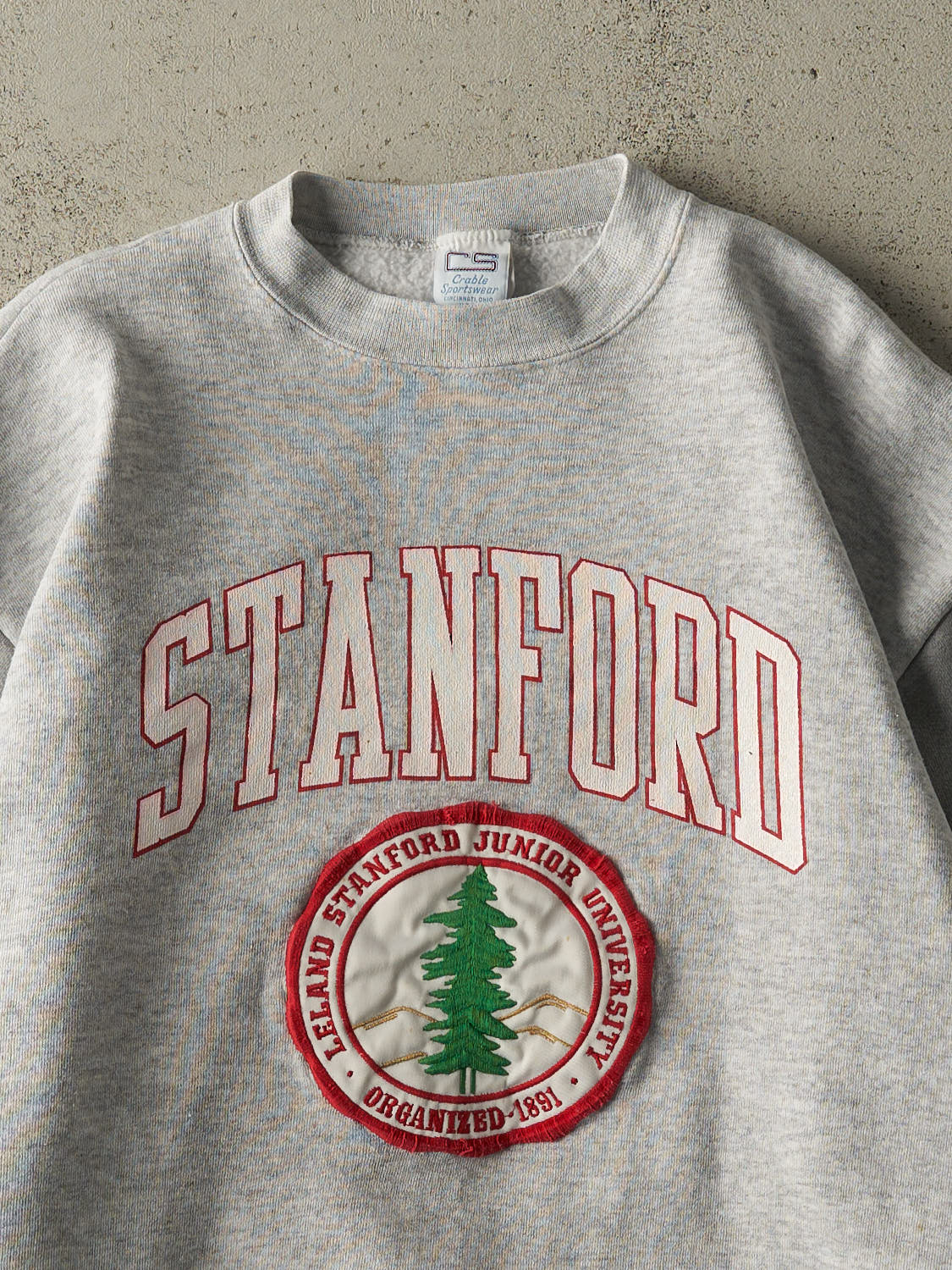 Vintage 90s Grey Stanford Junior University Crewneck (L/XL) - Image 2