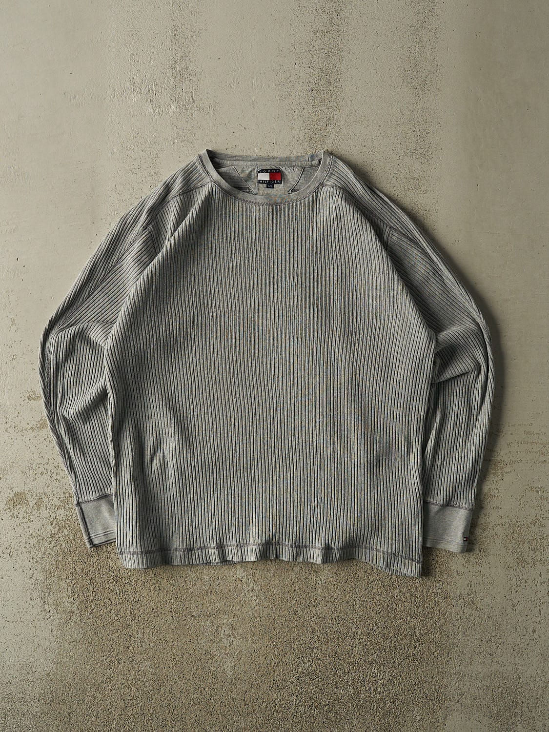 Vintage 90s Grey Tommy Hilfiger Thermal Long Sleeve (XL/XXL)