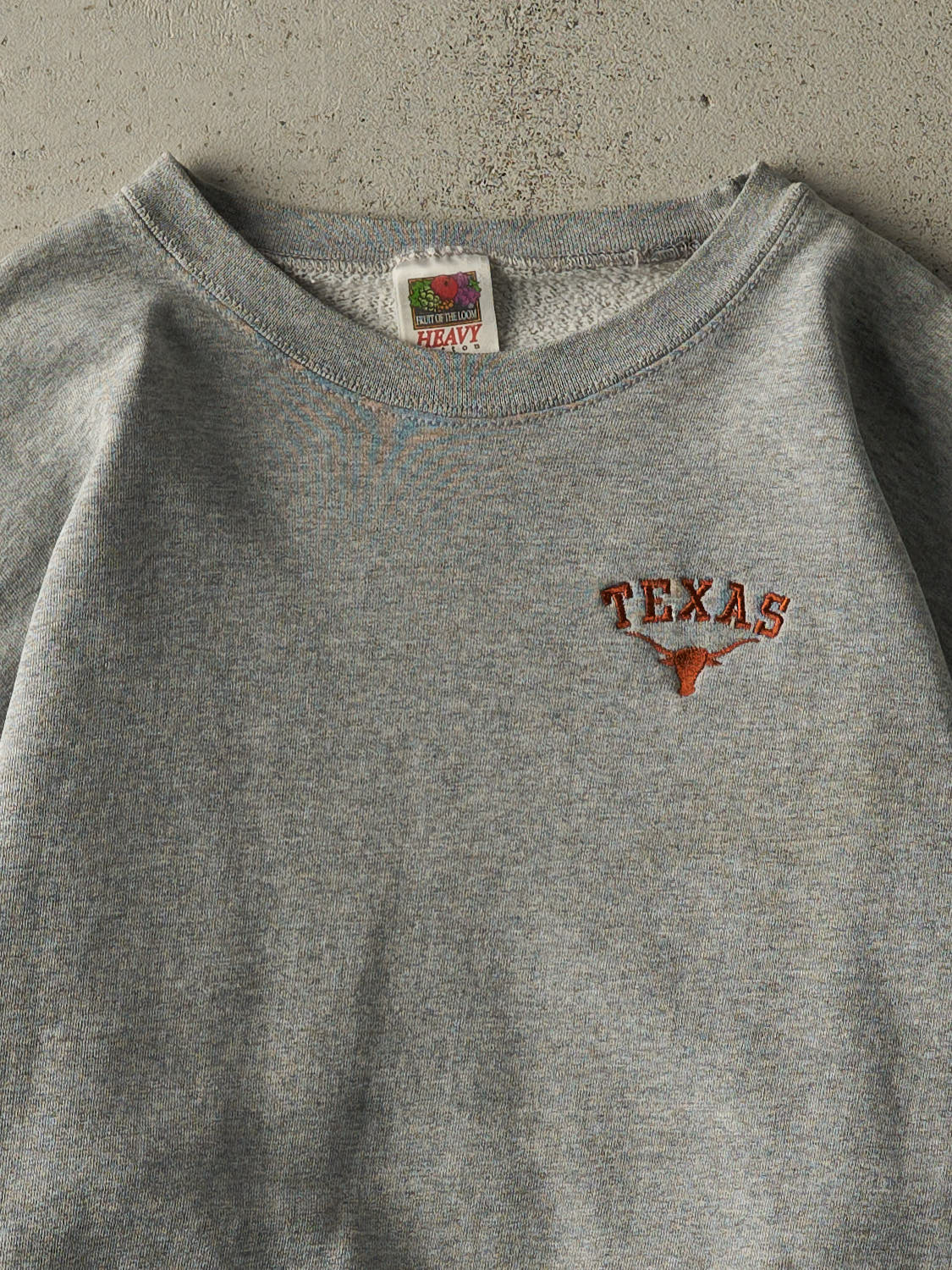 Vintage 90s Grey University of Texas Long Horns Embroidered Crewneck (M/L) - Image 2
