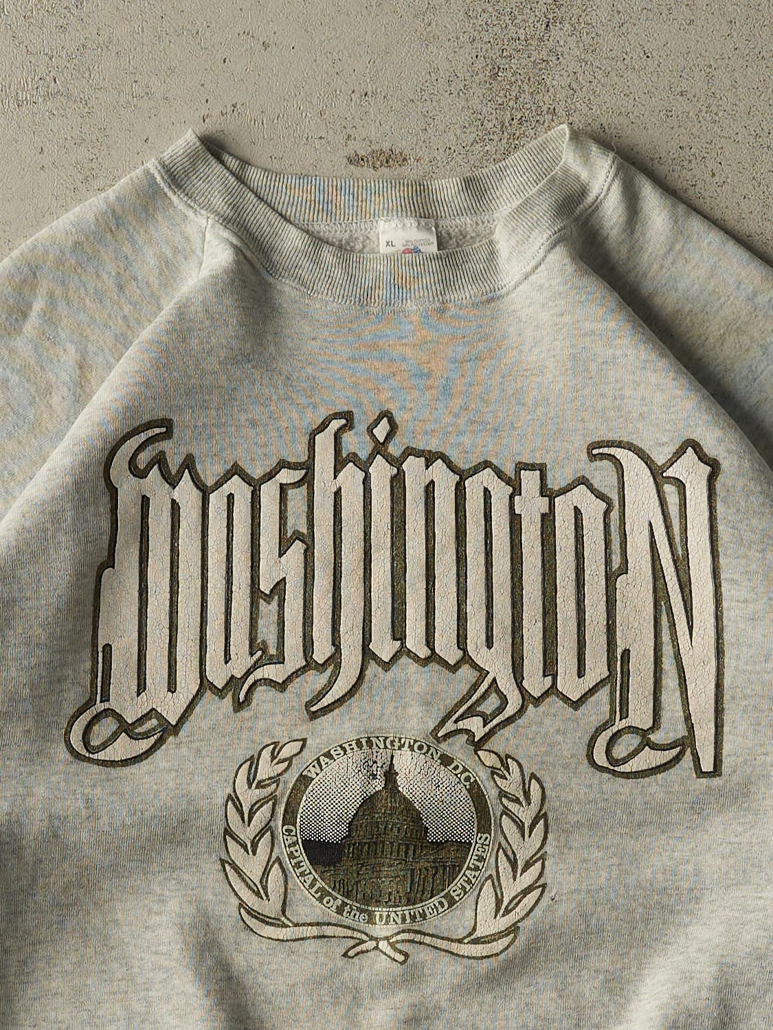 Vintage 80s Grey Washington DC Crewneck (XL) - Image 2