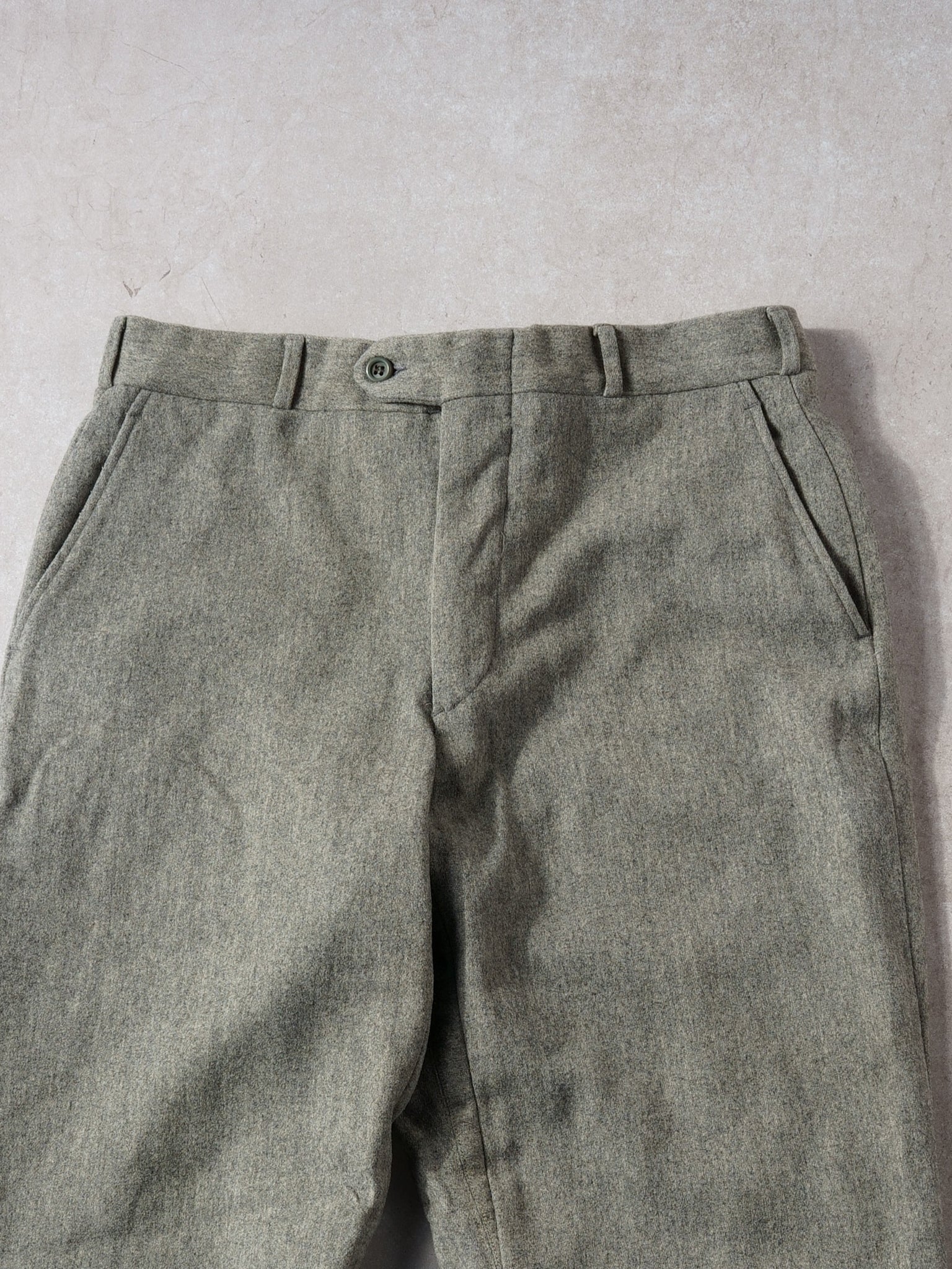 Vintage 70s Grey Wool Dress Pants (32x31) - Image 3