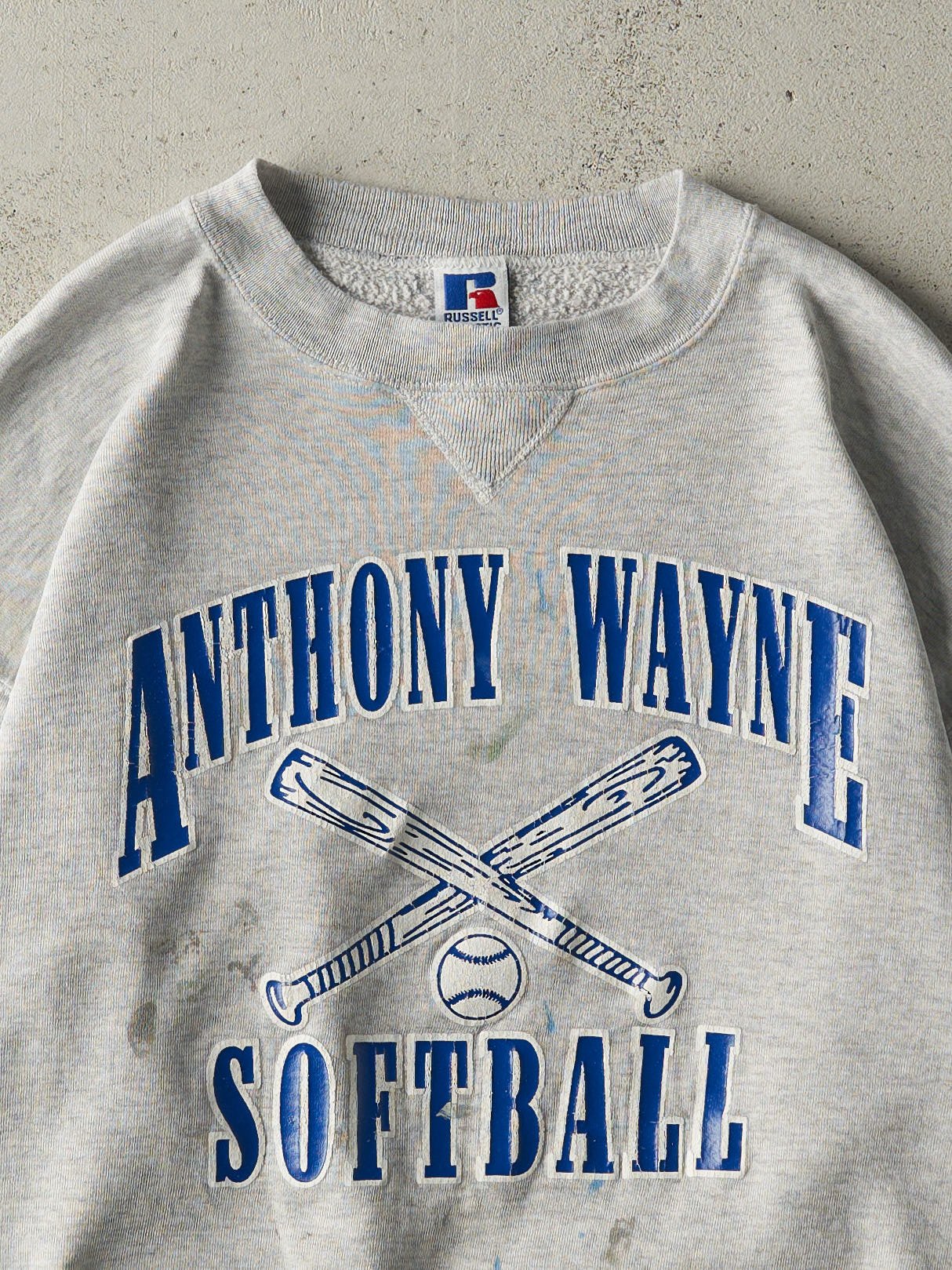 Vintage 90s Heather Grey Anthony Wayne Softball Russell Athletic Crewneck (M/L) - Image 3