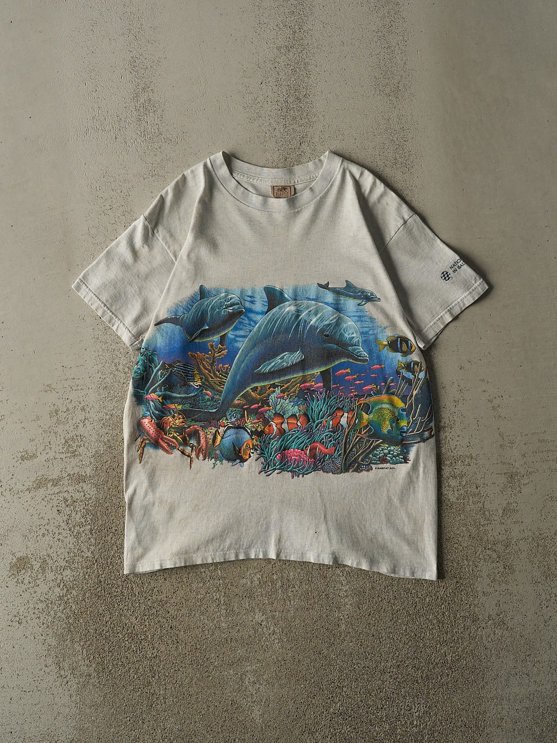 Vintage 90s Heather Grey Baltimore Aquarium Tee (L)