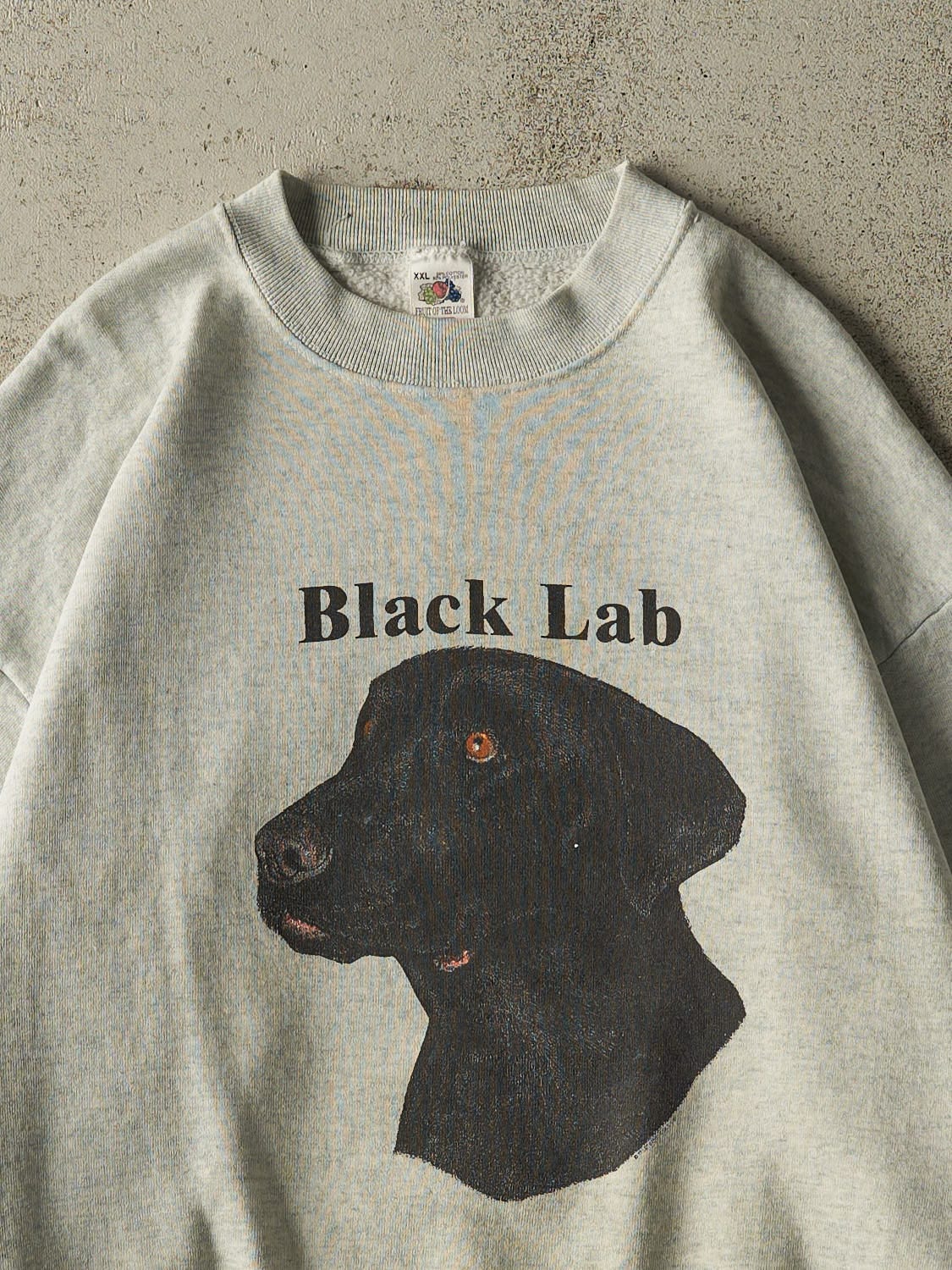 Vintage 90s Heather Grey Black Labrador Dog Crewneck (XL) - Image 2