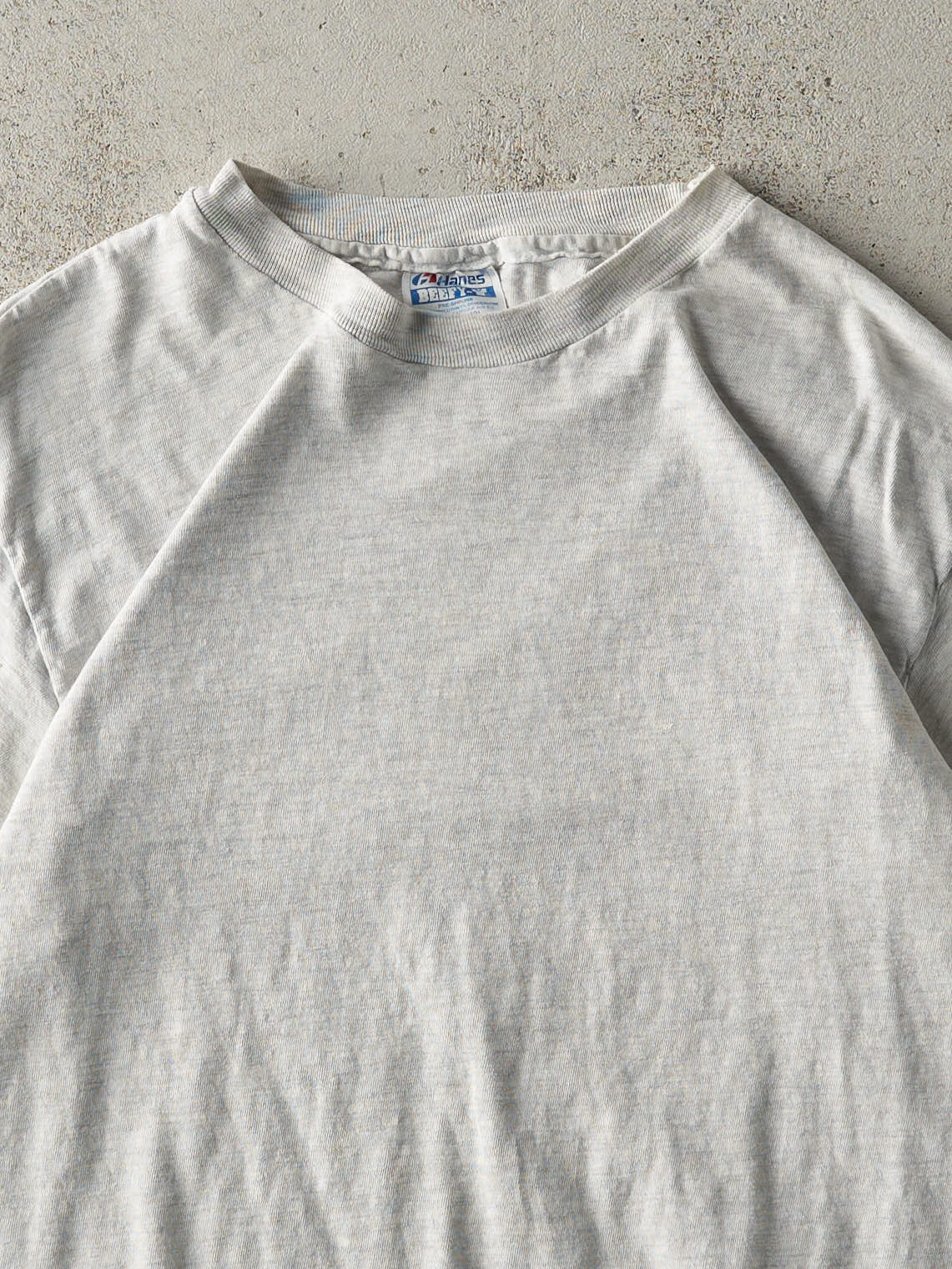 Vintage 90s Heather Grey Blank Single Stitch Tee (S) - Image 2