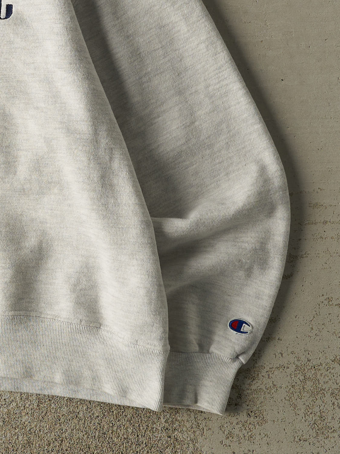 Vintage 90s Heather Grey Champion Embroidered Crewneck (S/M) - Image 4