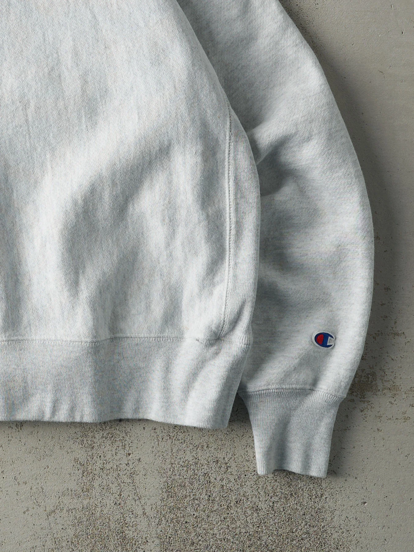 Vintage 90s Heather Grey Champion Reverse Weave Blank Crewneck (M) - Image 3
