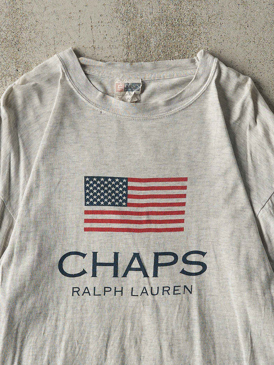 Vintage 90s Heather Grey Chaps Ralph Lauren Tee (L/XL) - Image 2