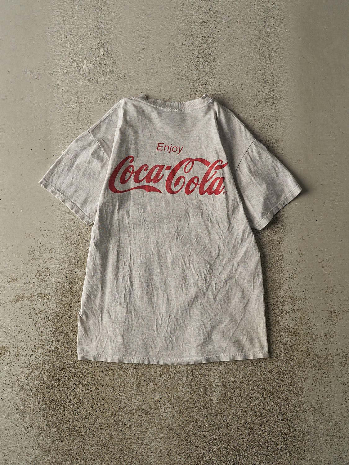 Vintage 90s Heather Grey Coca Cola Tee (S/M) - Image 2
