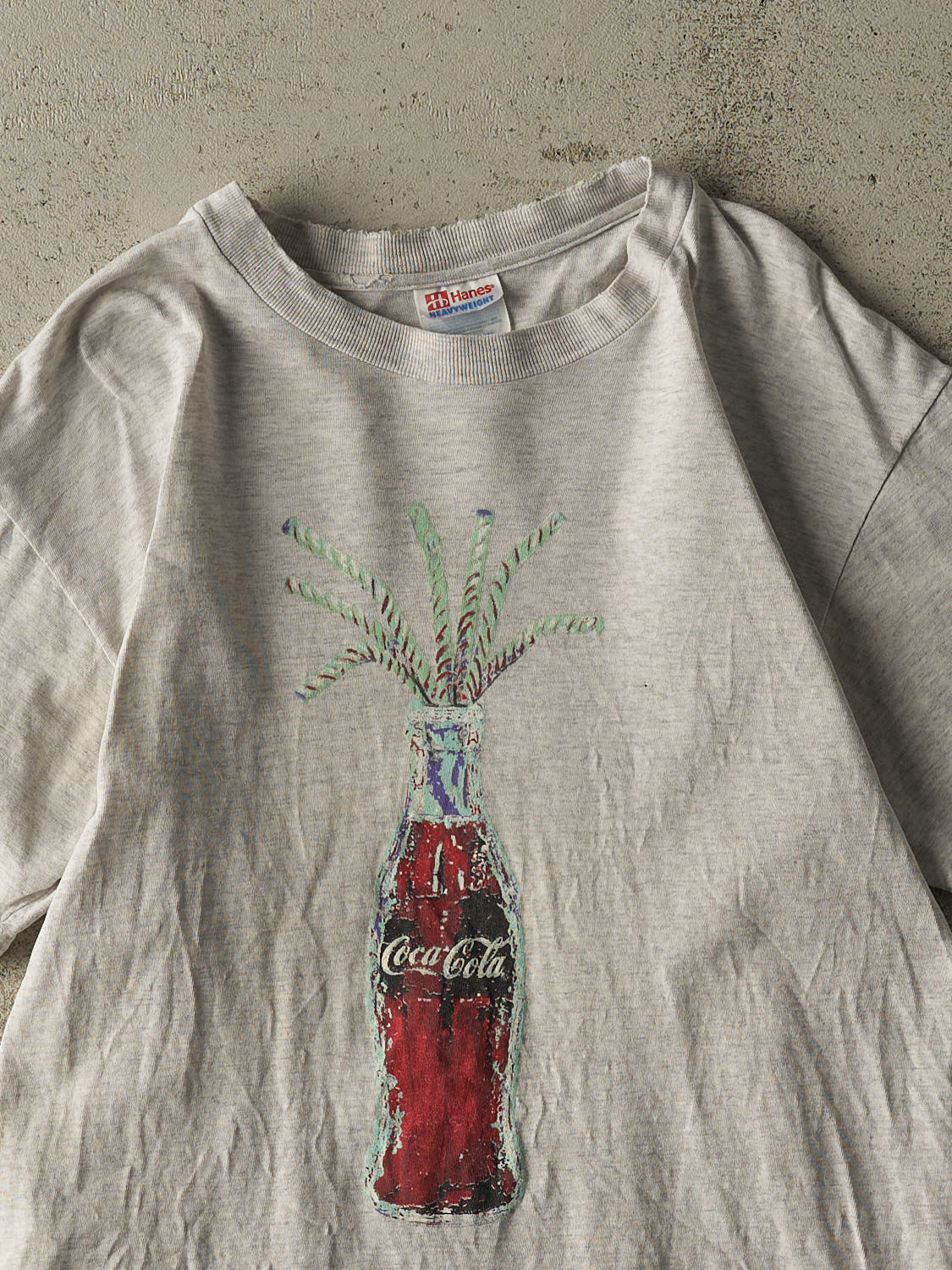 Vintage 90s Heather Grey Coca Cola Tee (S/M) - Image 3