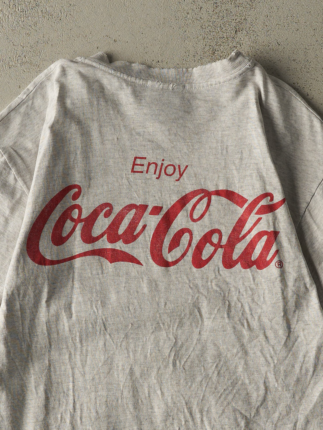 Vintage 90s Heather Grey Coca Cola Tee (S/M) - Image 4