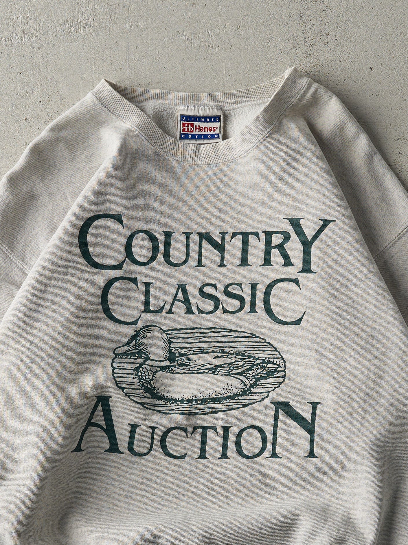 Vintage 90s Heather Grey Country Classic Auction Crewneck (M) - Image 3