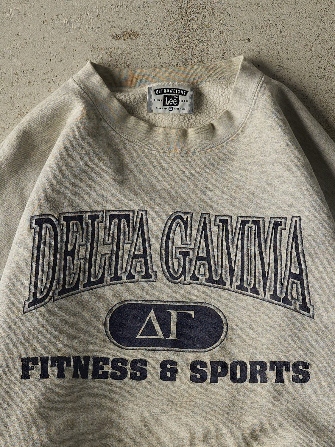 Vintage 90s Heather Grey Delta Gamma Crewneck (L/XL) - Image 2
