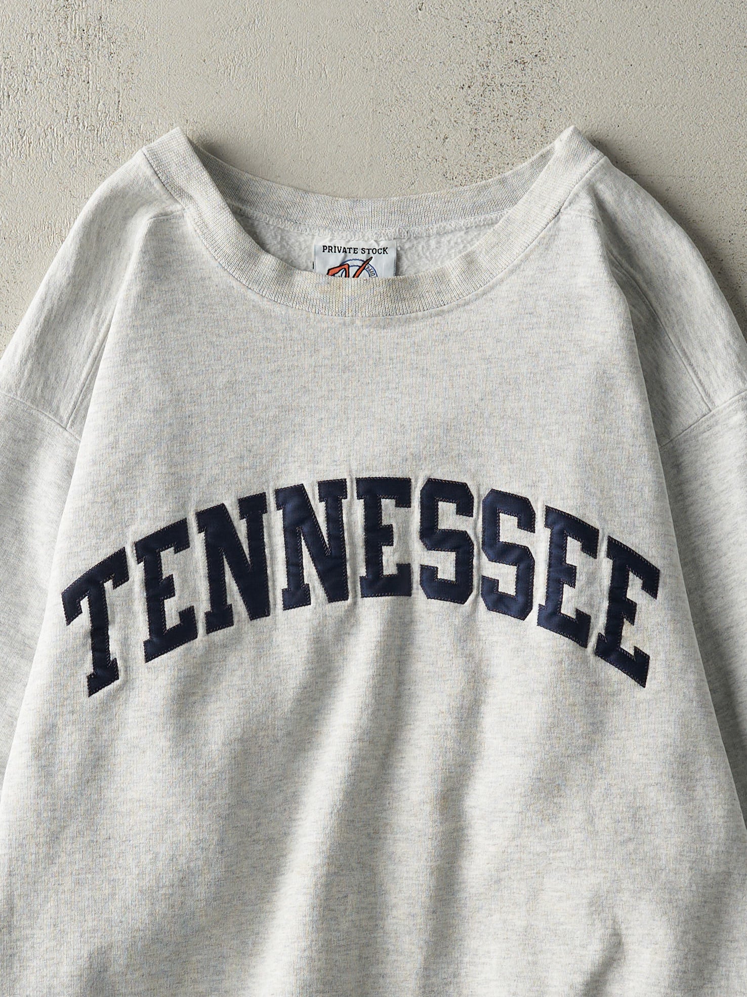 Vintage 90s Heather Grey Embroidered Tennessee Crewneck (M) - Image 2