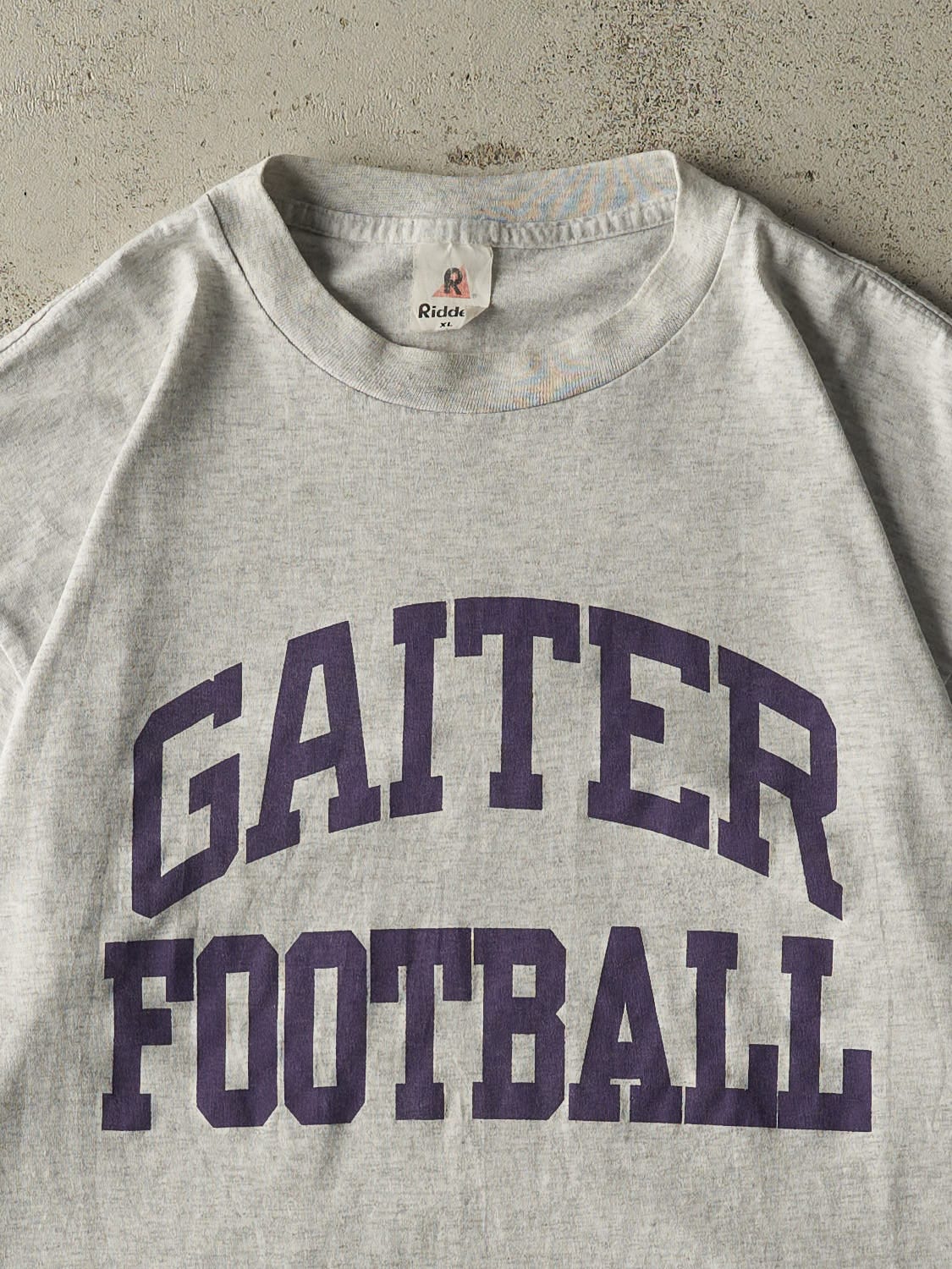 Vintage 90s Heather Grey Gaiter Football Single Stitch Tee (L/XL) - Image 2