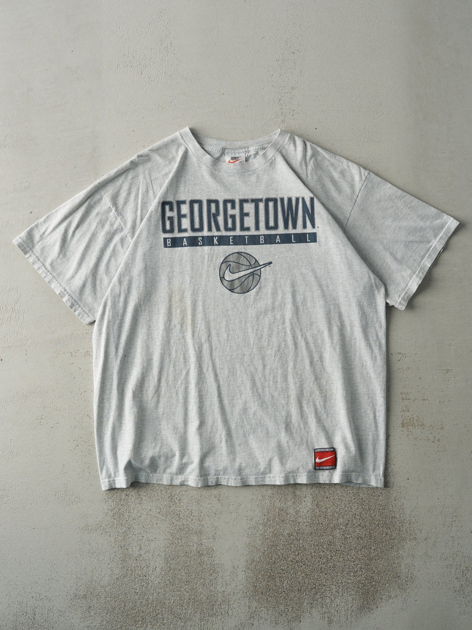 Vintage 90s Heather Grey Georgetown Basketball Nike Tee (L)