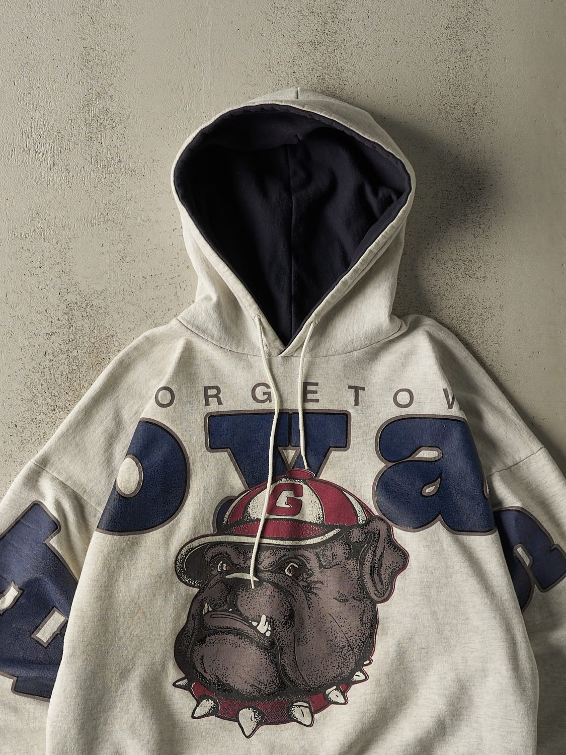 Vintage 90s Heather Grey Georgetown Hoyas Hoodie (M) - Image 3