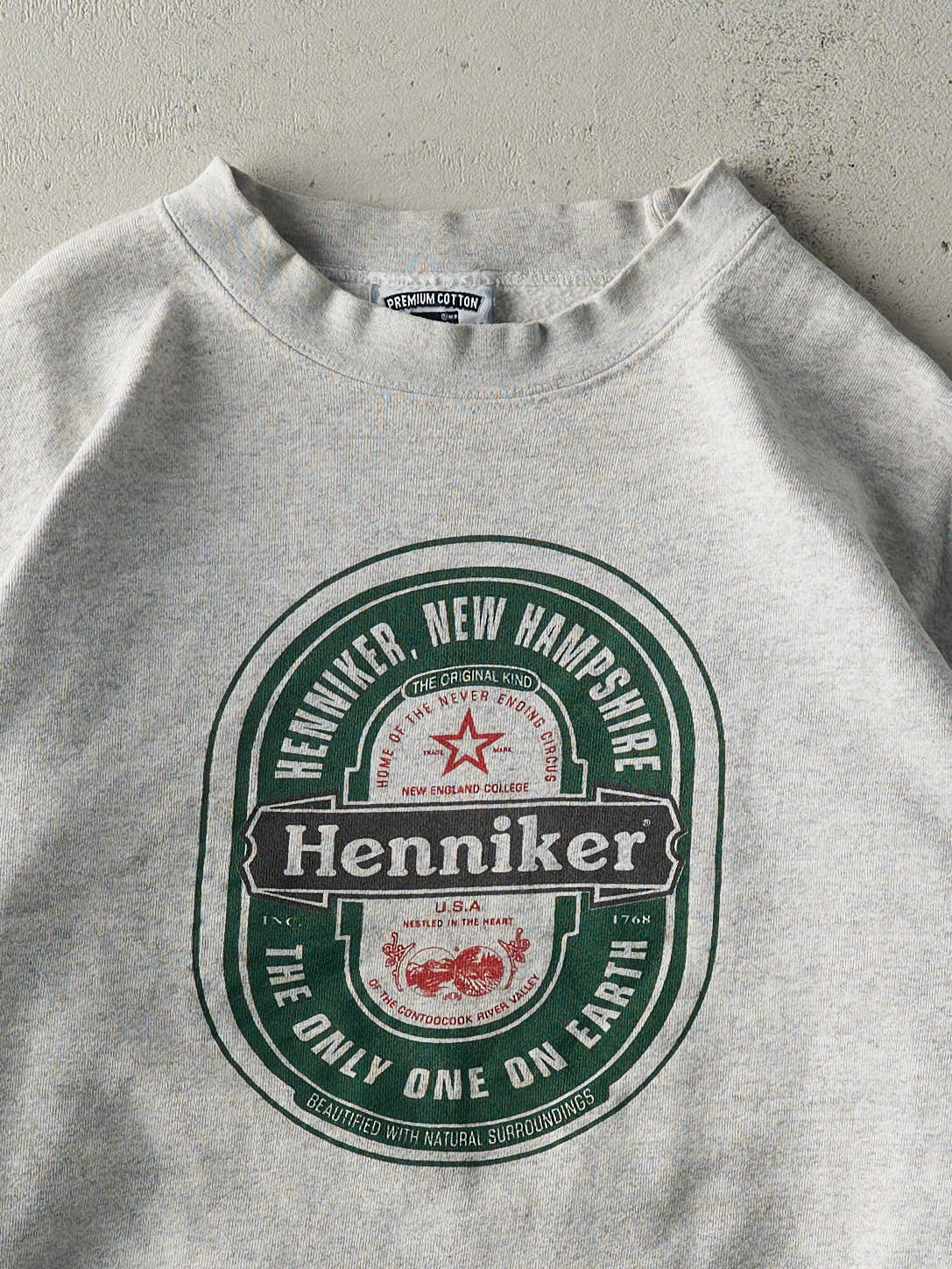Vintage 90s Heather Grey Henniker, NH Crewneck (L) - Image 2