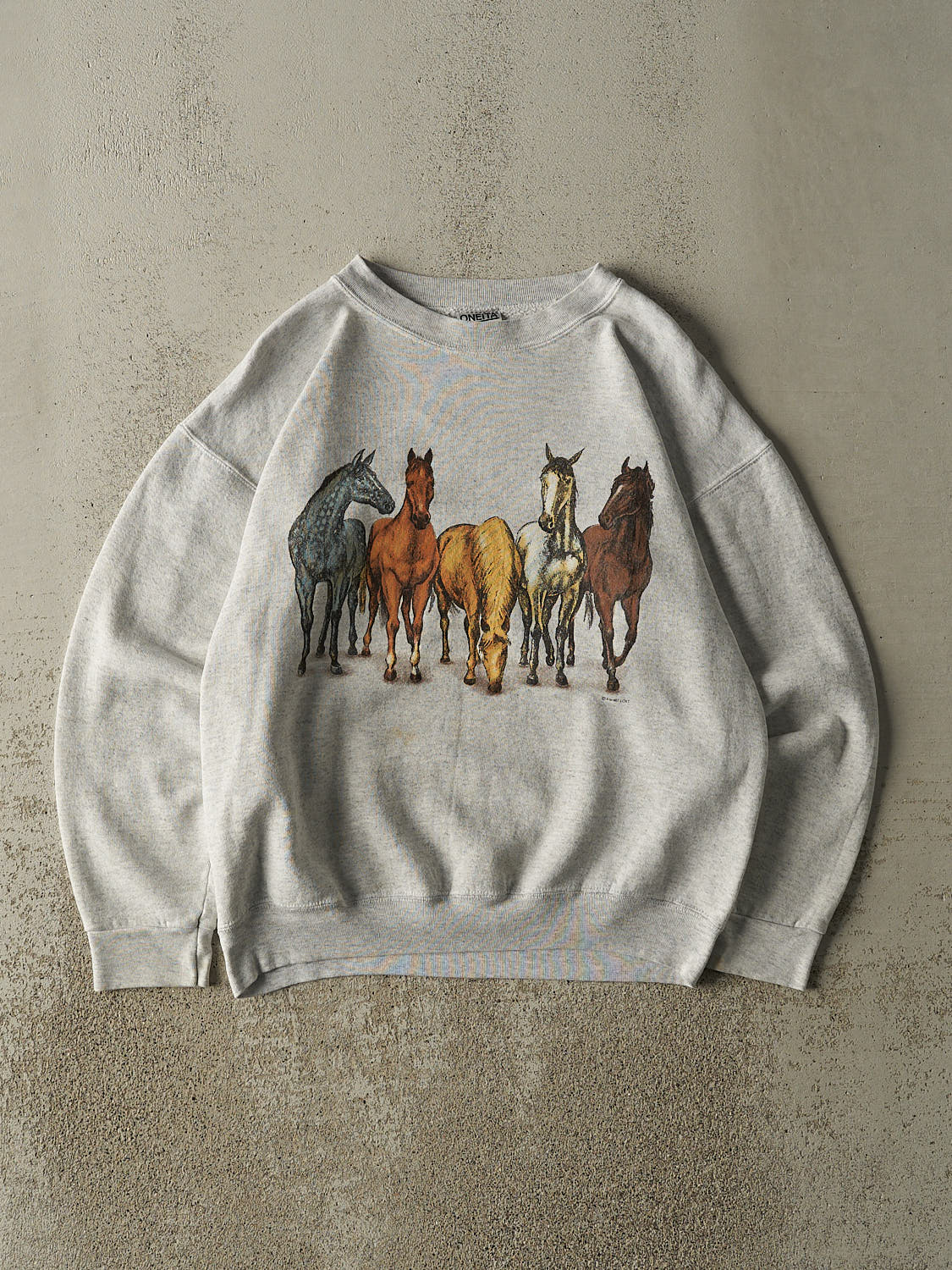 Vintage 90s Heather Grey Horse Crewneck (M/L)
