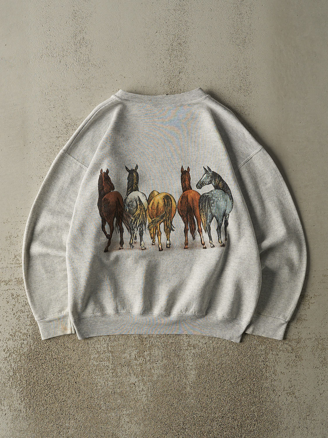 Vintage 90s Heather Grey Horse Crewneck (M/L) - Image 2