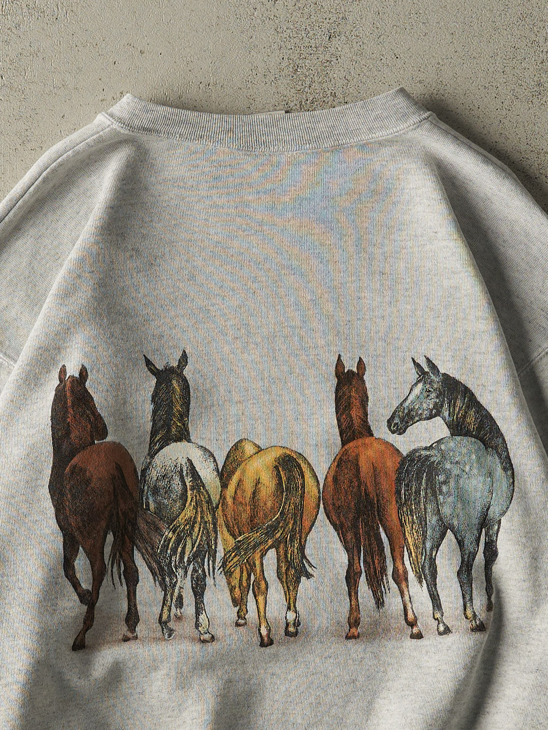 Vintage 90s Heather Grey Horse Crewneck (M/L) - Image 4