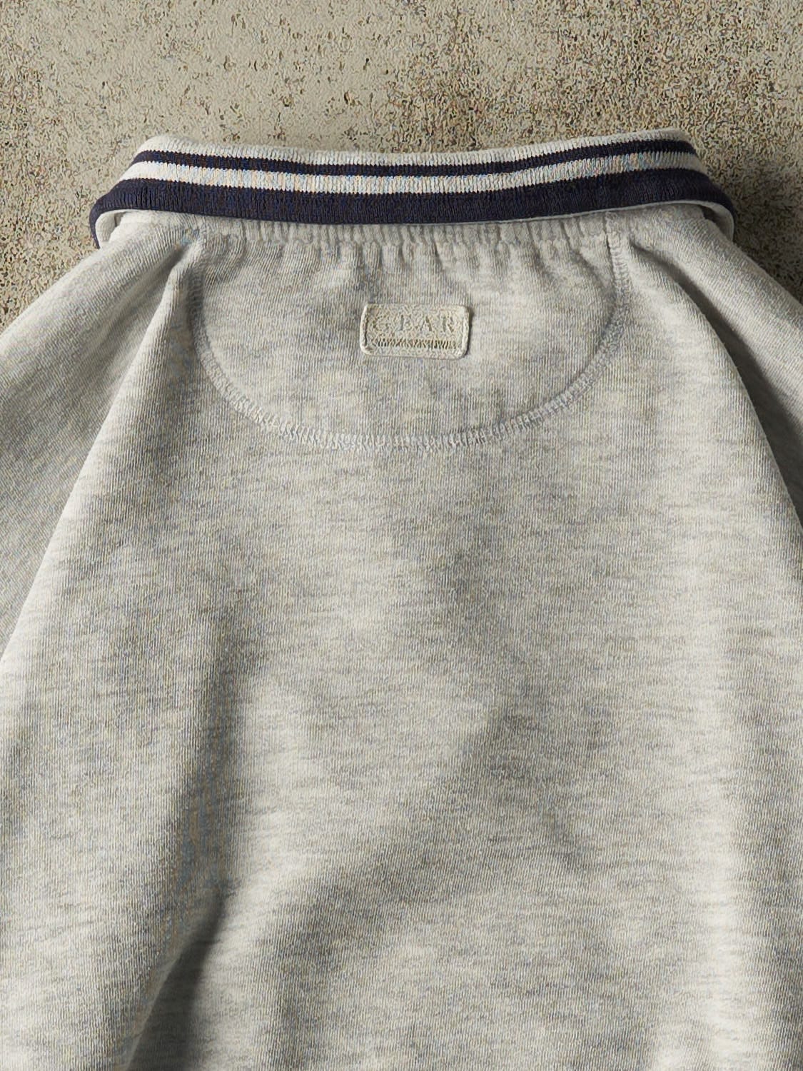Vintage 90s Heather Grey Mickey Mouse Embroidered Quarter Zip Sweater (L) - Image 4