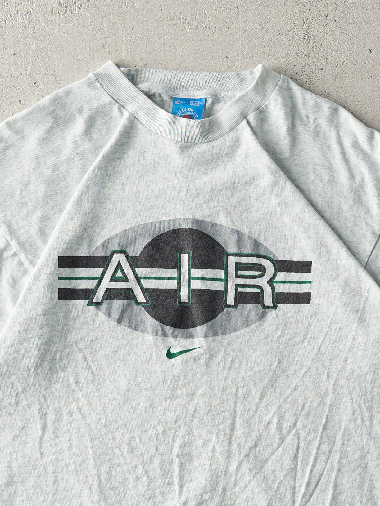 Vintage 90s Heather Grey Nike Air Single Stitch Tee (M) - Image 3