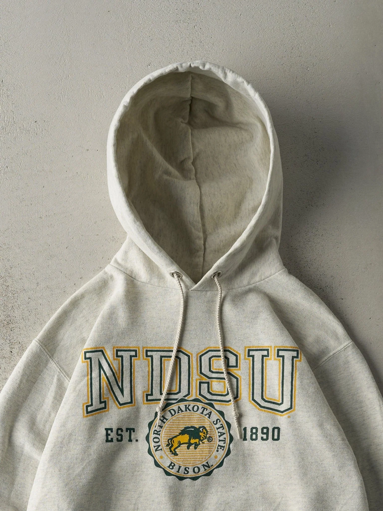 Vintage 90s Heather Grey North Dakota State University Hoodie (S/M) - Image 2