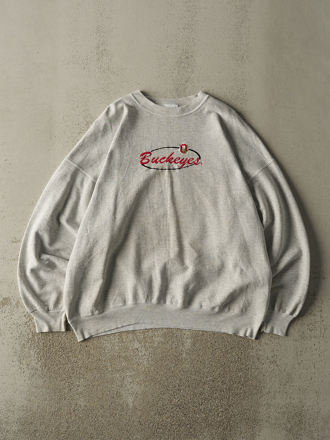 Vintage 90s Heather Grey Ohio State Buckeyes Embroidered Crewneck (XL/XXL)