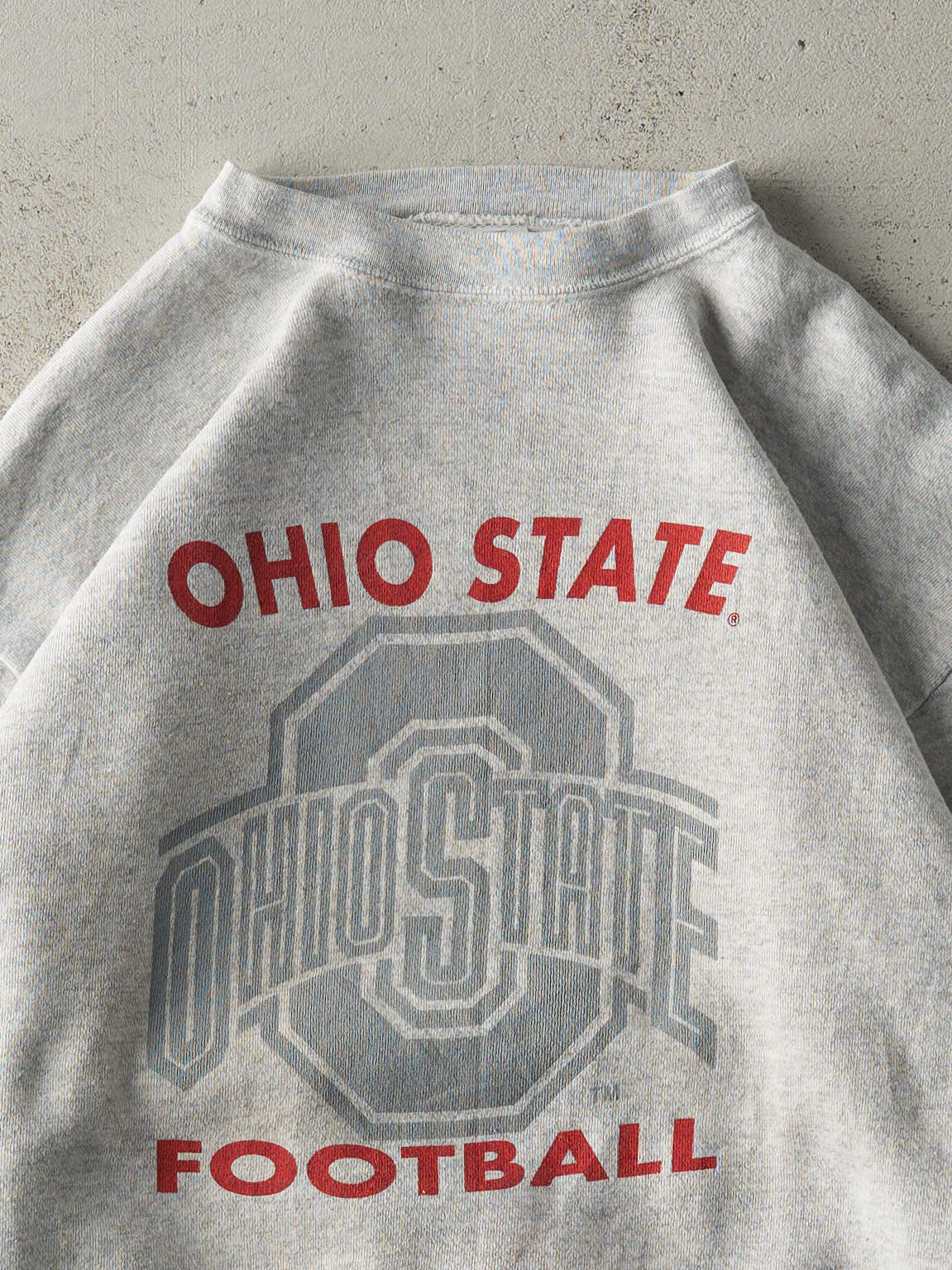 Vintage 90s Heather Grey Ohio State Football Crewneck (M) - Image 2