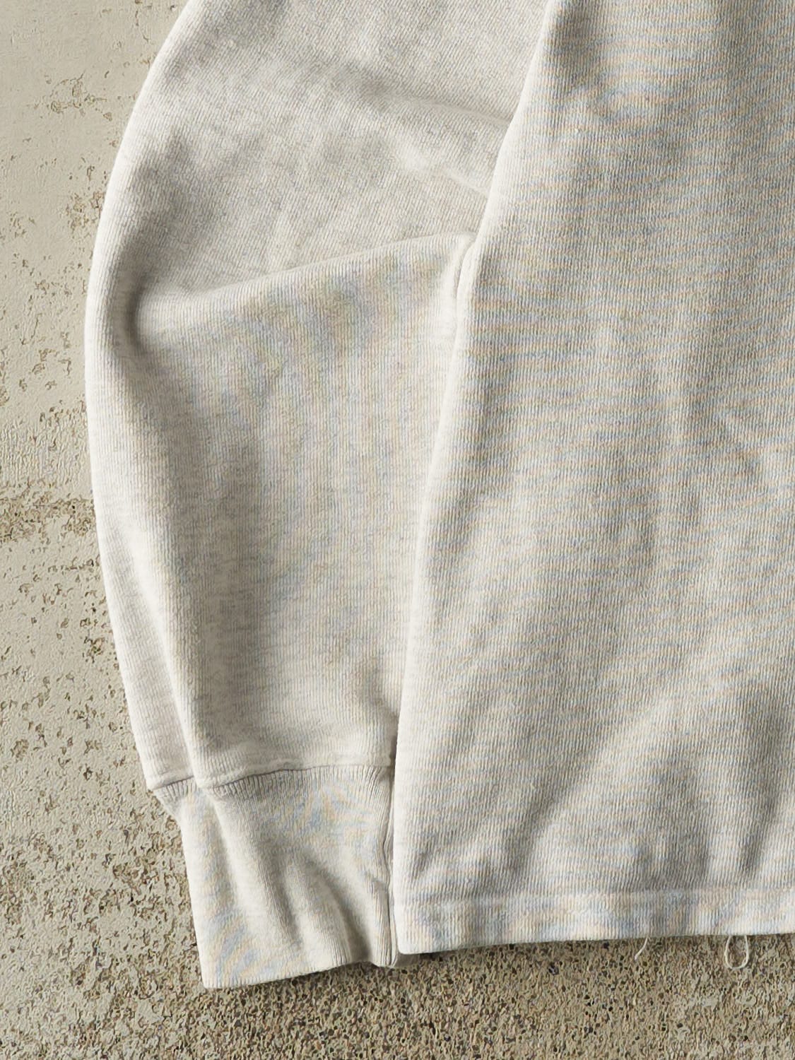 Vintage 90s Heather Grey Quarter Button Quinnipiac Embroidered Crewneck (S) - Image 3