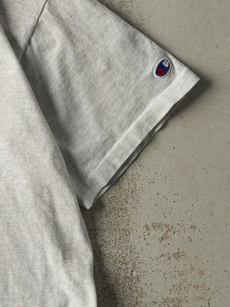 Vintage 90s Heather Grey Roosevelt Rough Riders Single Stitch Tee (L) - Image 3