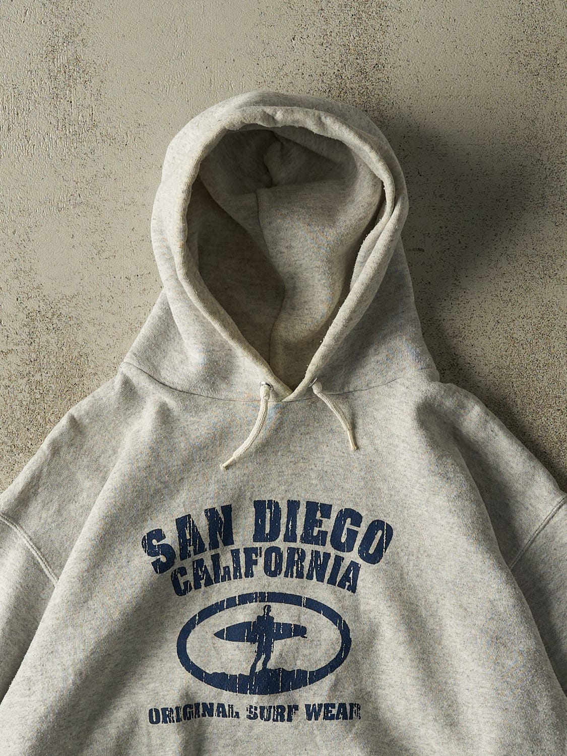Vintage 90s Heather Grey San Diego California Surf Hoodie (S/M) - Image 2