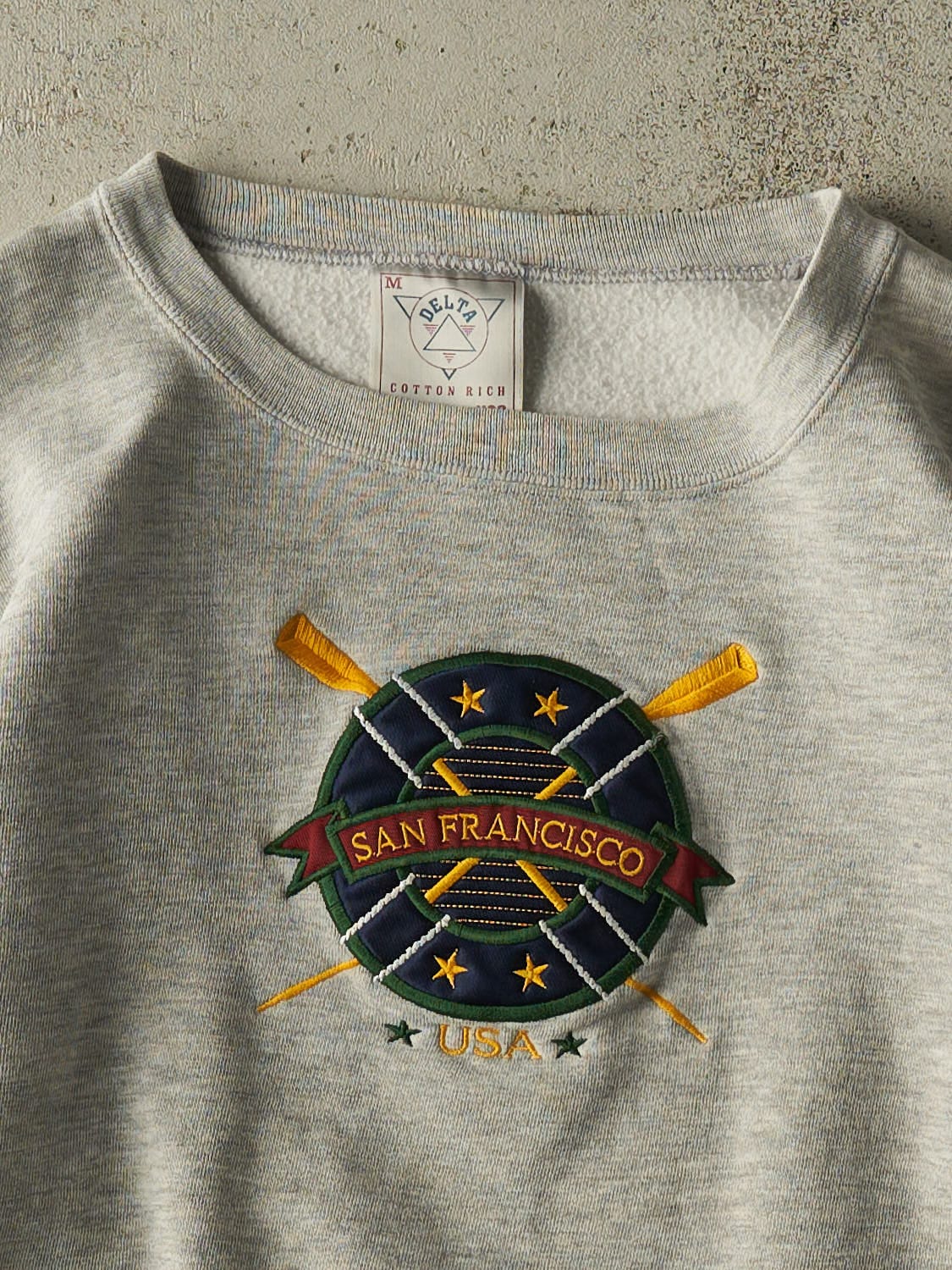 Vintage 80s Heather Grey San Francisco Embroidered Crewneck (S/M) - Image 2