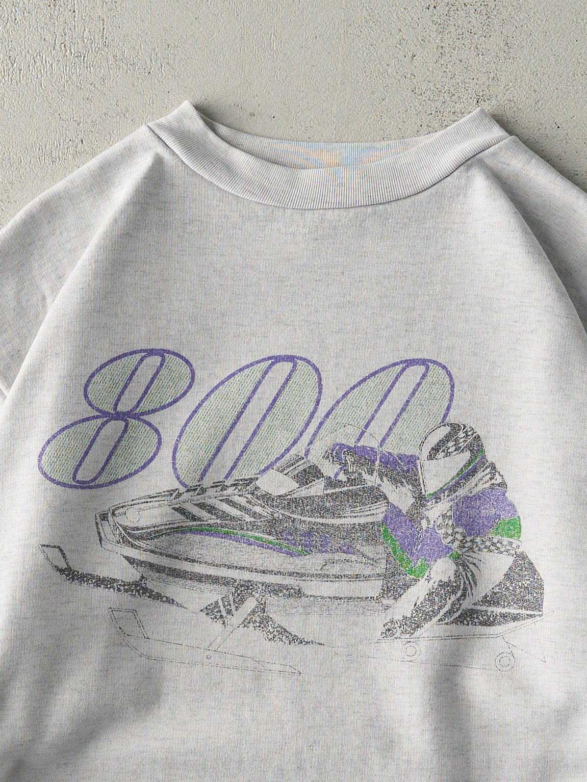 Vintage 90s Heather Grey Snowmobile Boxy Crewneck (L) - Image 2