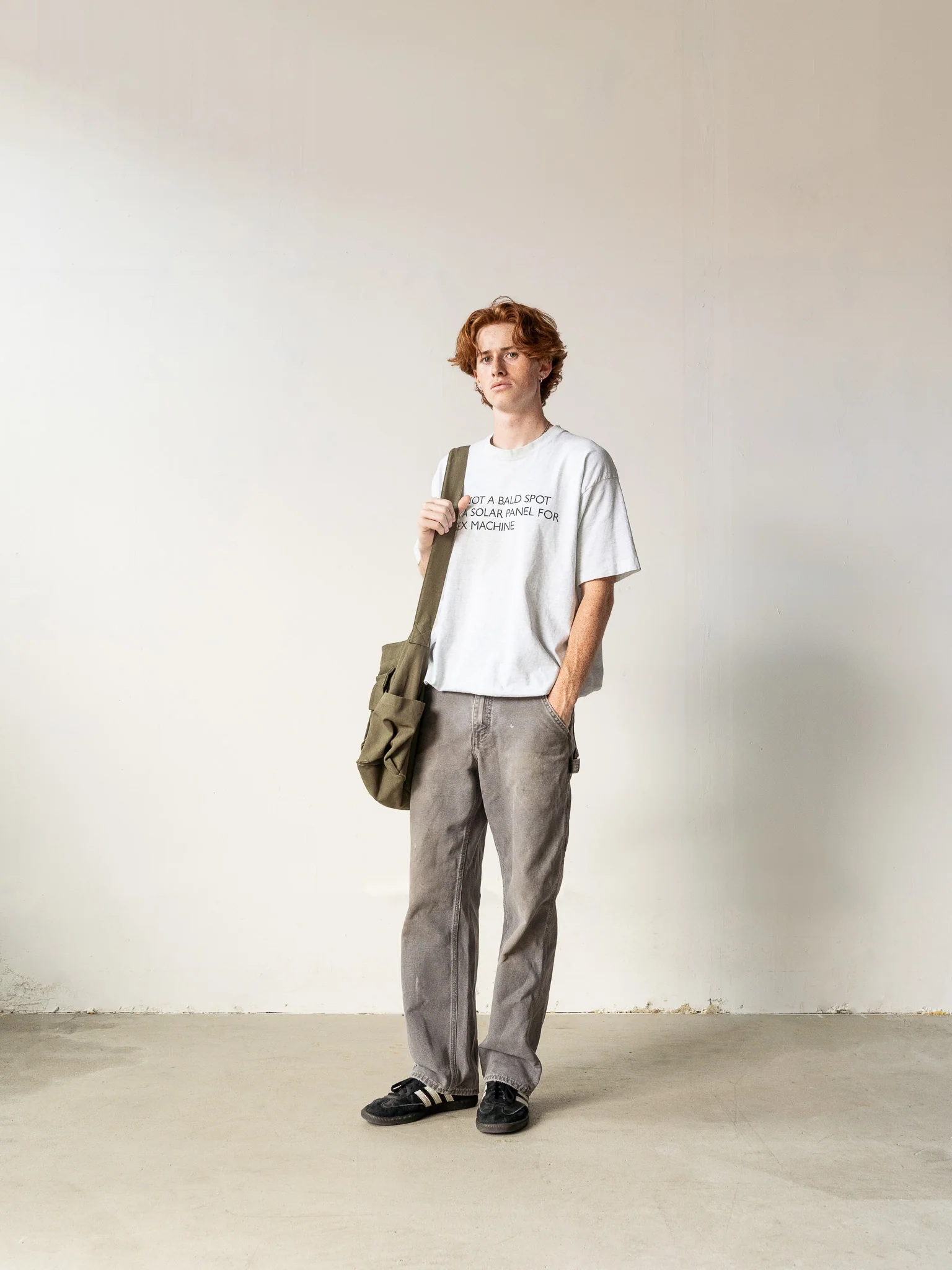 Vintage 90s Heather Grey "Solar Panel" Single Stitch Tee (M/L) - Image 2