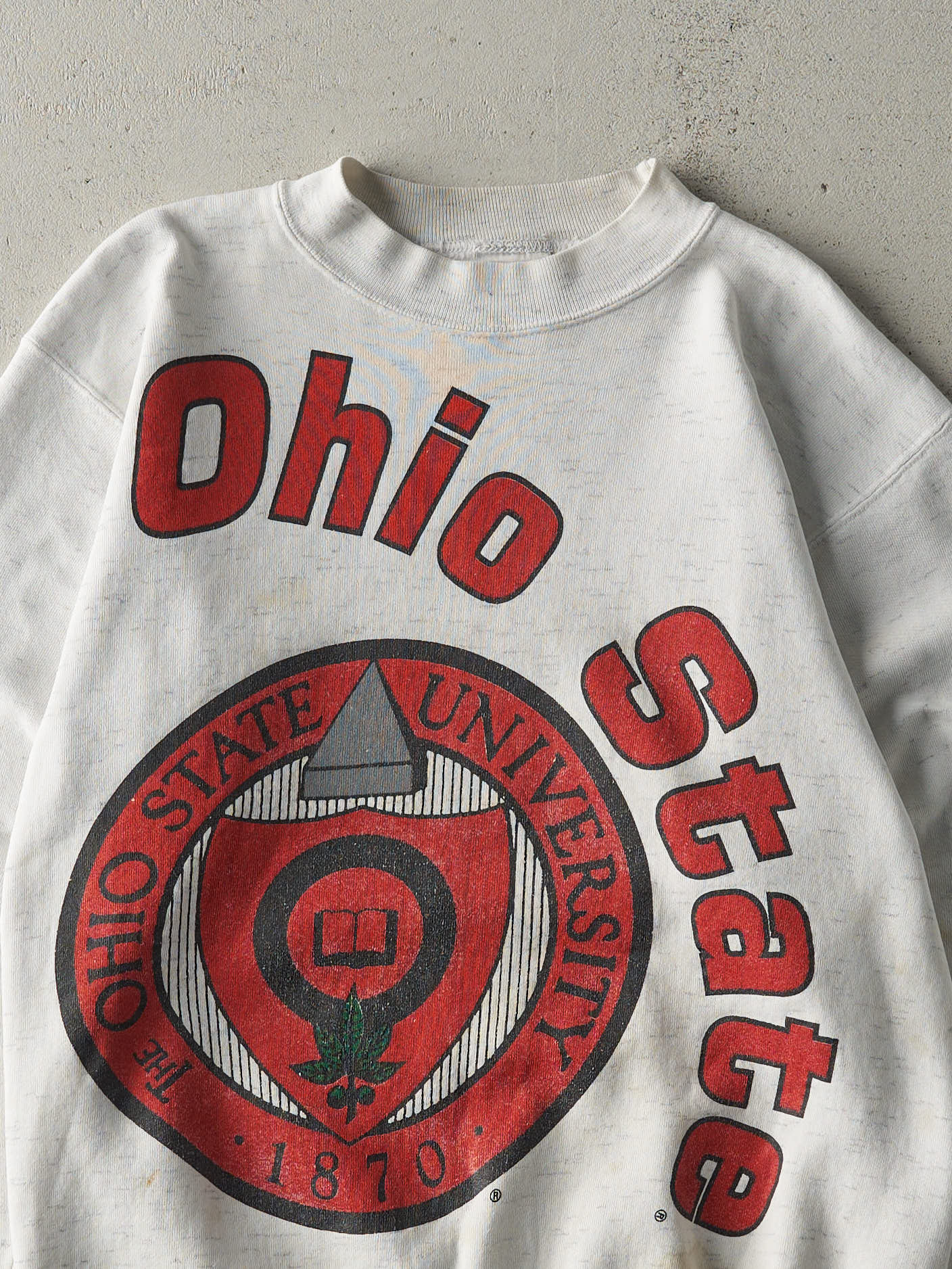 Vintage 90s Heather Grey The Ohio State University Crewneck (M) - Image 2