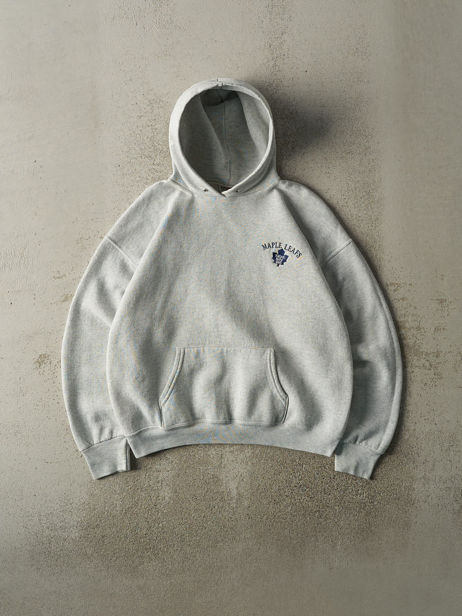 Vintage 90s Heather Grey Toronto Maple Leafs Embroidered Hoodie (M)