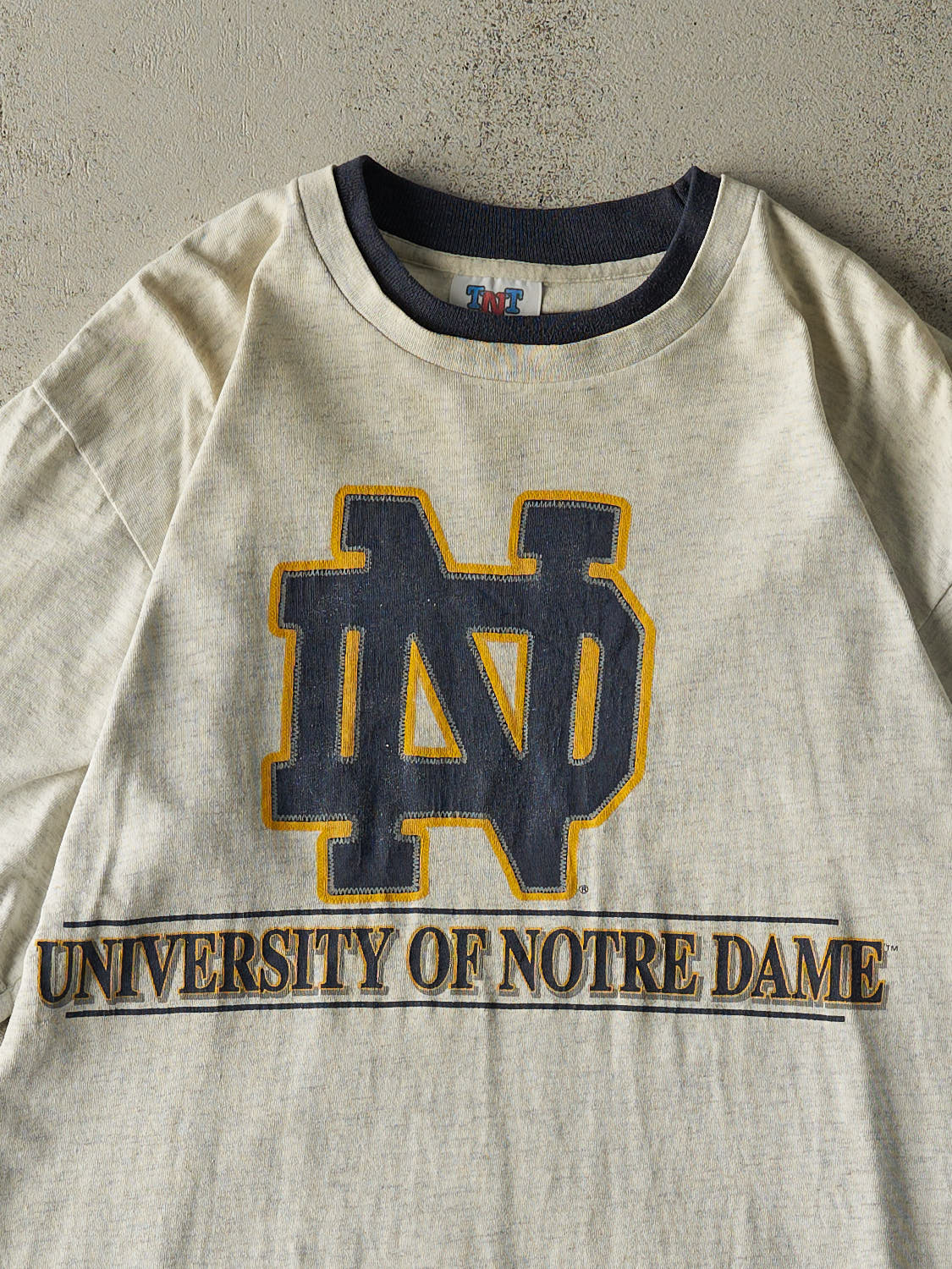 Vintage 90s Heather Grey University of Notre Dame Tee (L/XL) - Image 2