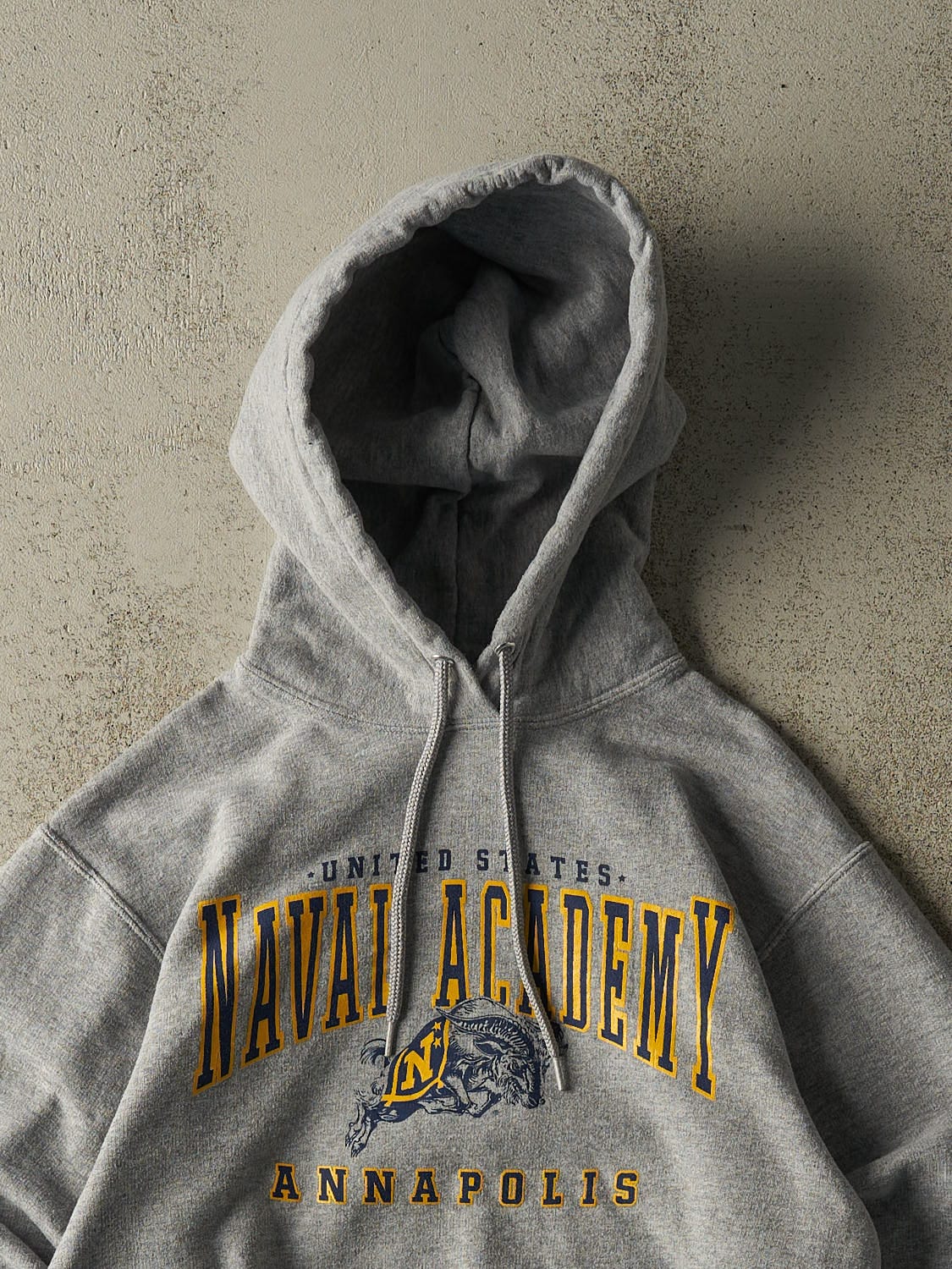 Vintage 90s Heather Grey US Naval Academy Hoodie (S) - Image 2